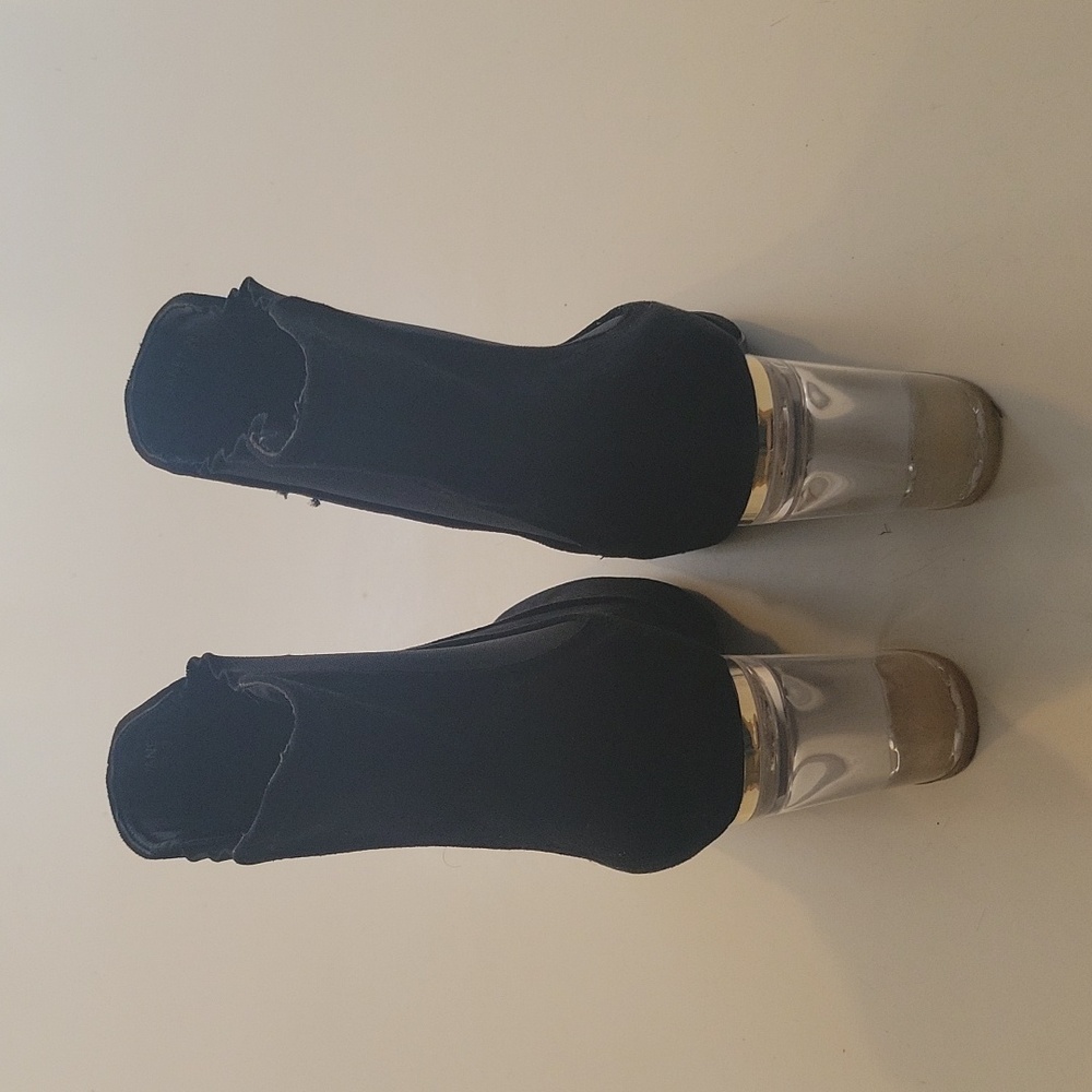 Black Booties With Clear Block Heel - image 4